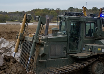 U.S. Army Reserve engineers experiment with a remote controlled bull-dozer