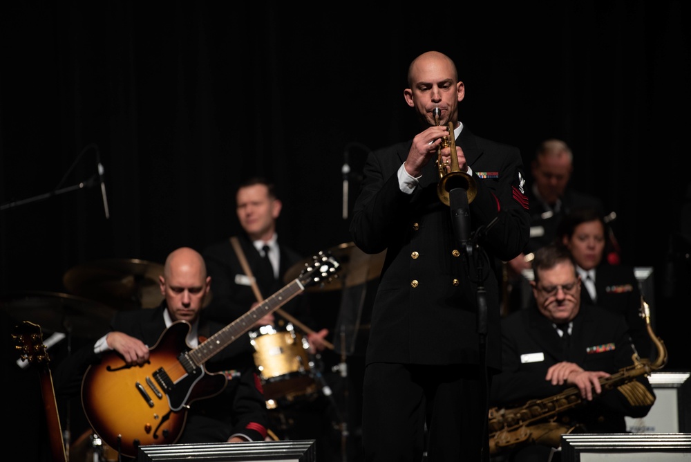 The U.S. Navy Band Commodores jazz ensemble performs in Clover