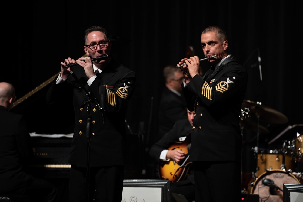 The U.S. Navy Band Commodores jazz ensemble performs in Clover