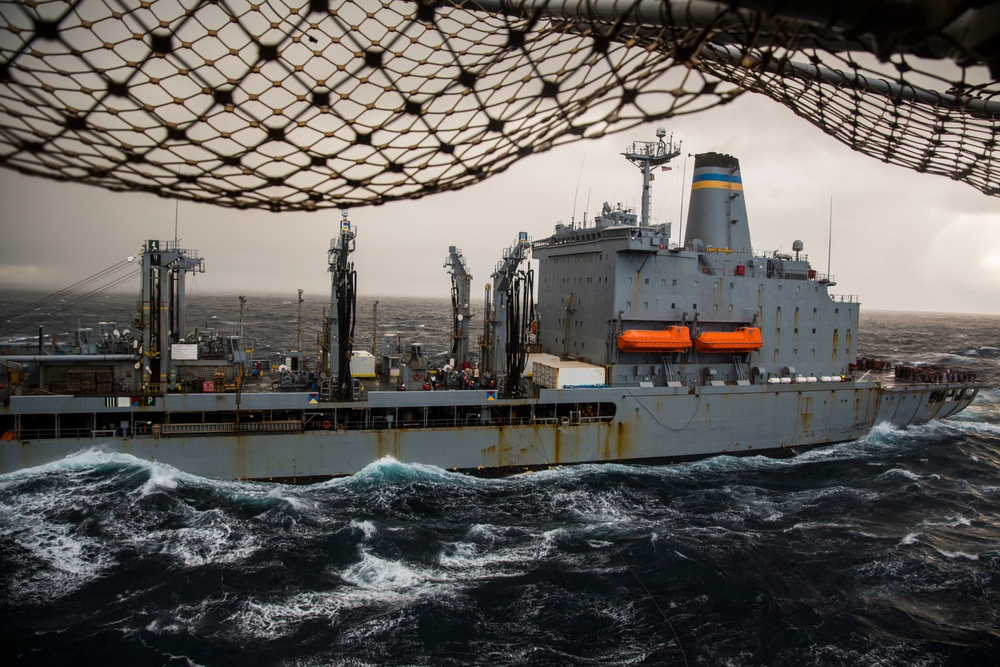 USS Iwo Jima receives a RAS in Norwegian Sea