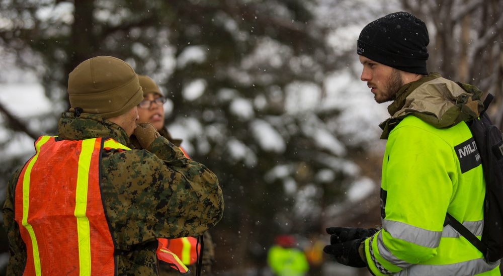 U.S. Marines and Norwegian Soldiers conduct joint military police training