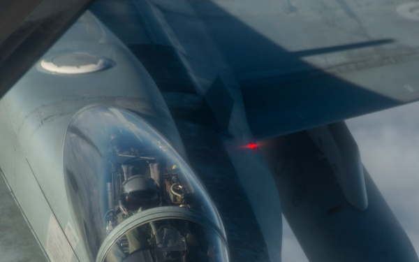 A Bloody Hundredth KC-135 refuels Finnish, Canadian F-18s for Exercise Trident Juncture 18