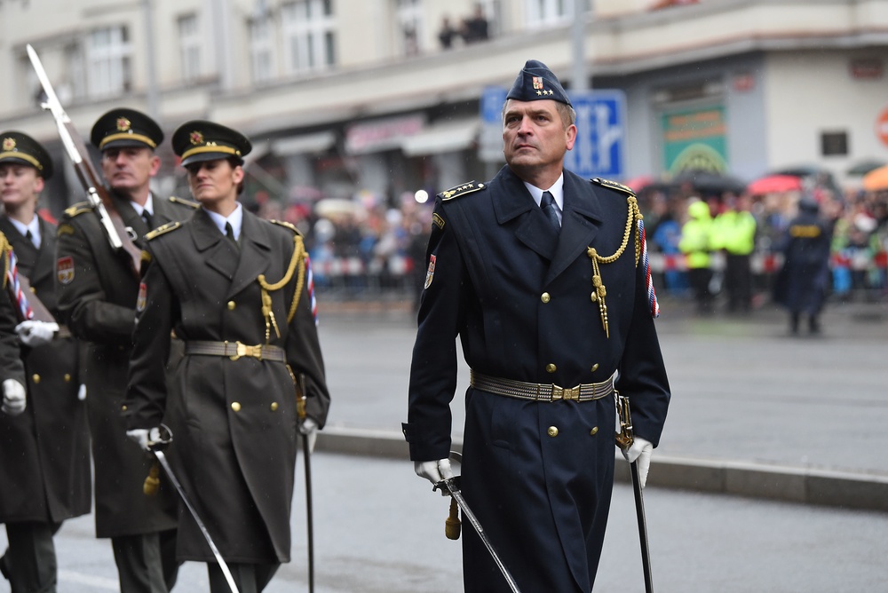Mattis Observes Czech Centennial Parade in Prague