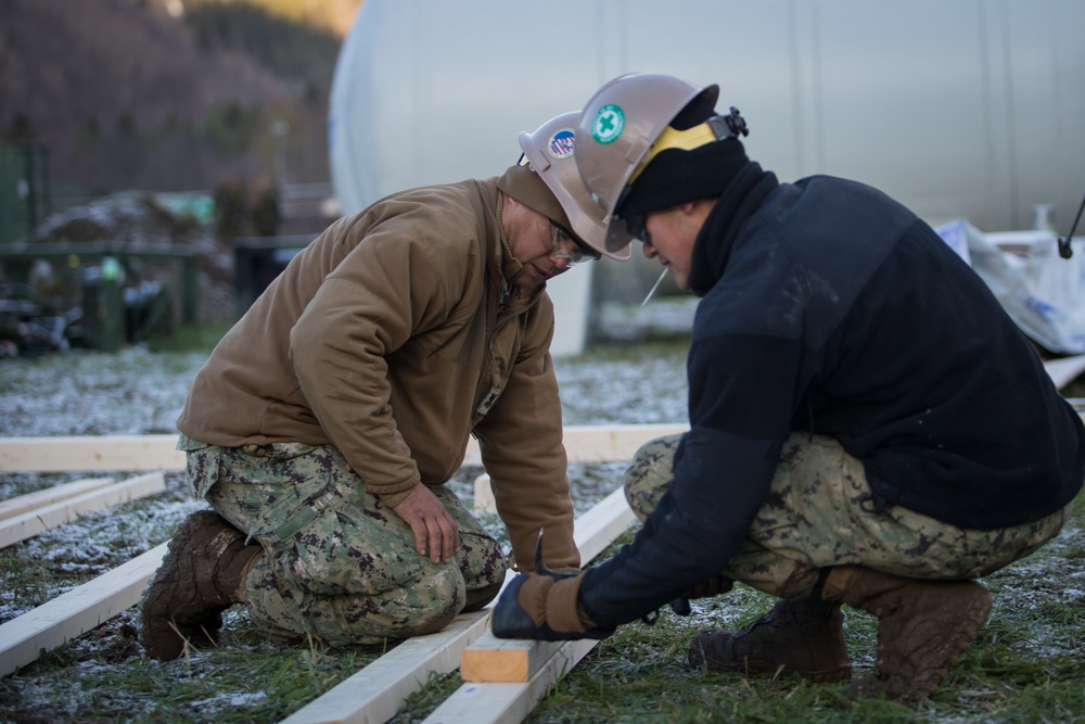 Seabees with 22nd NCR Build Camp Improvements in Voll, Norway