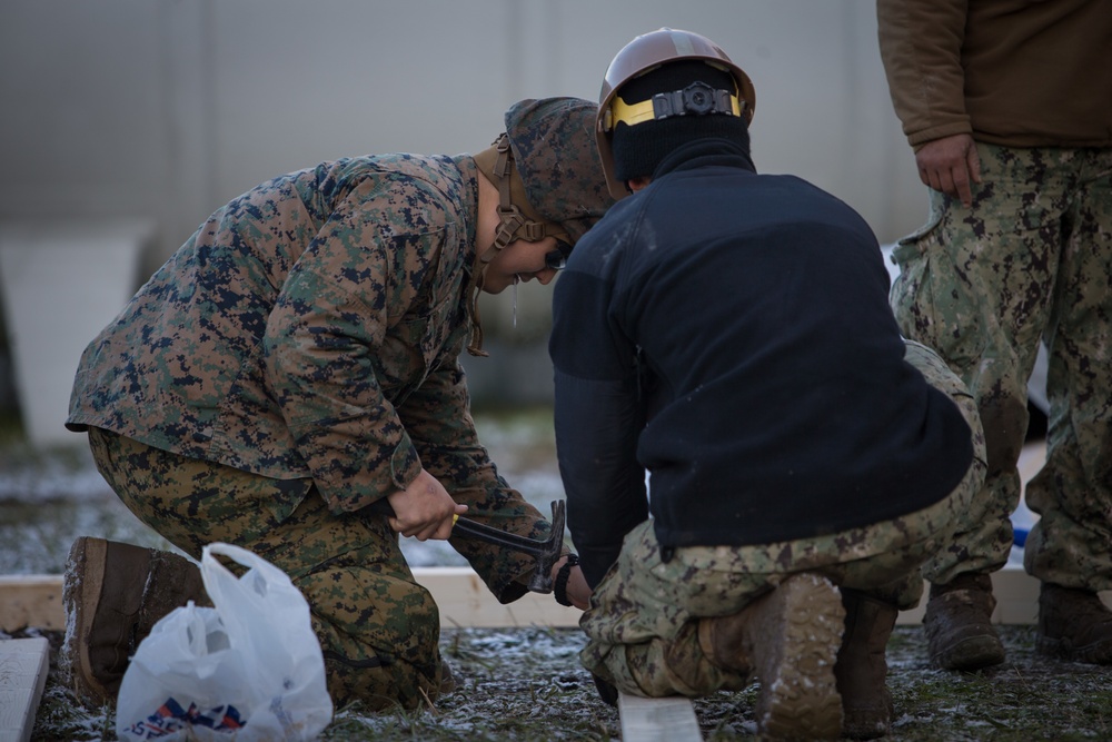 Seabees with 22nd NCR Build Camp Improvements in Voll, Norway