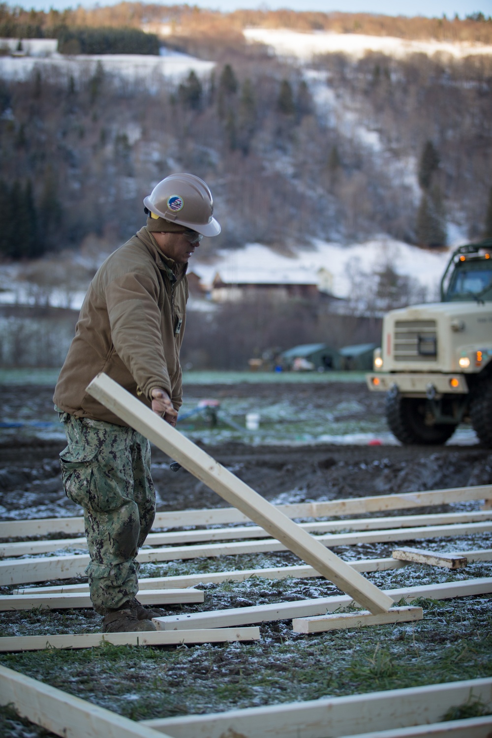 Seabees with 22nd NCR Build Camp Improvements in Voll, Norway