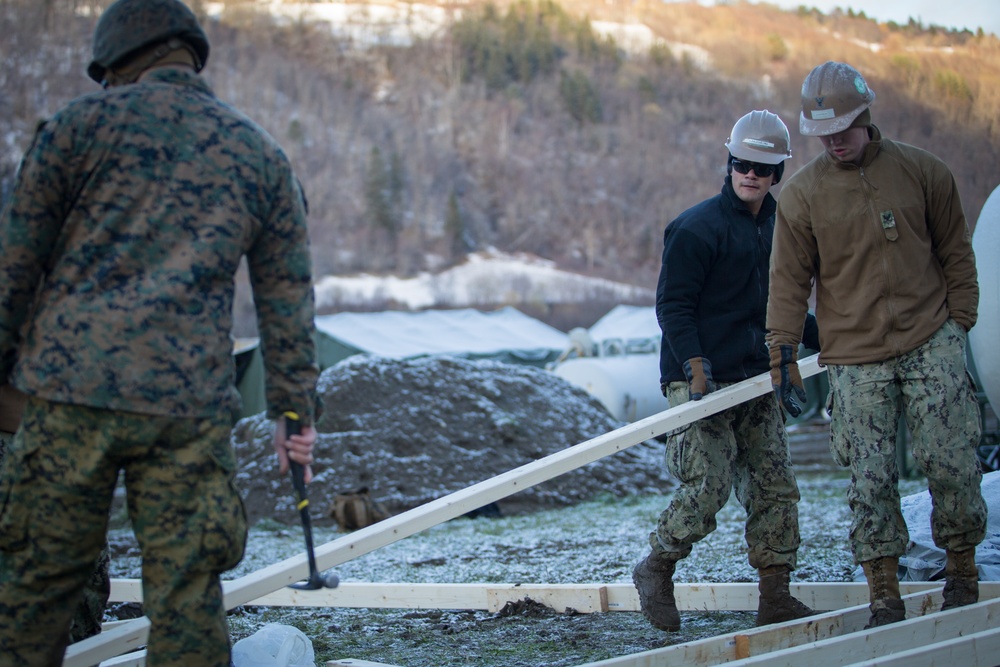 Seabees with 22nd NCR Build Camp Improvements in Voll, Norway