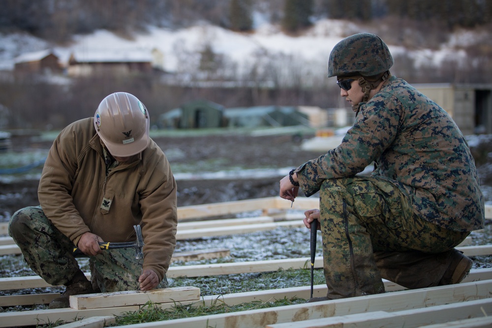 Seabees with 22nd NCR Build Camp Improvements in Voll, Norway