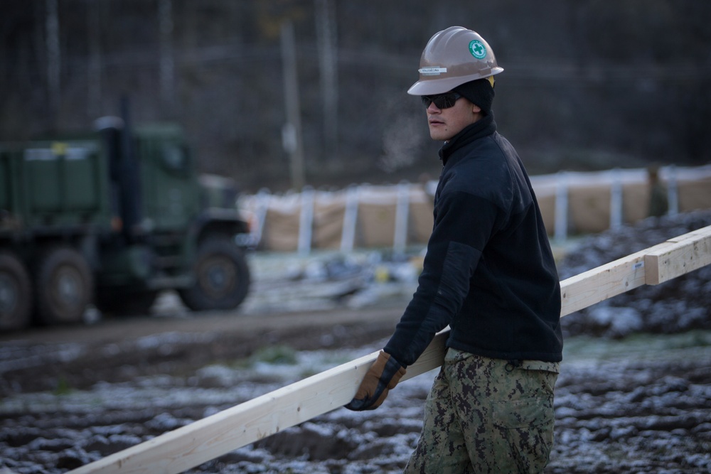 Seabees with 22nd NCR Build Camp Improvements in Voll, Norway