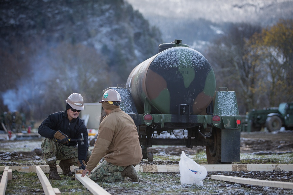 Seabees with 22nd NCR Build Camp Improvements in Voll, Norway