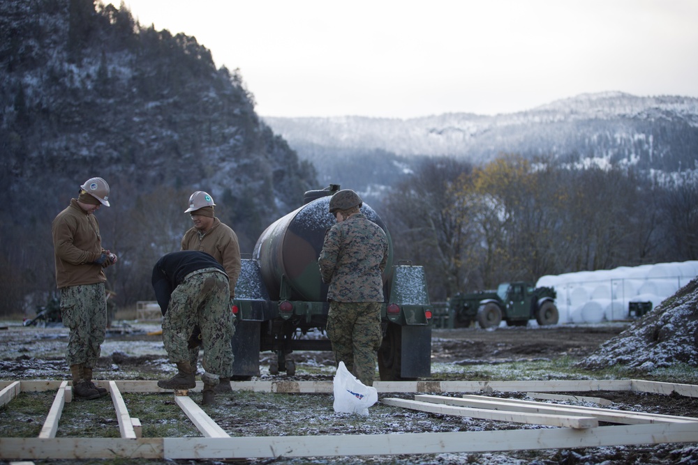 Seabees with 22nd NCR Build Camp Improvements in Voll, Norway