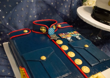 A cake honoring Sgt.Maj. Canley the 298th Medal of Honor Recipient