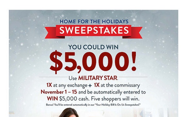 MILITARY STAR Giving Away $25,000 in Cash in Home for the Holidays Sweepstakes