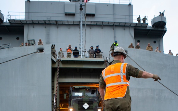 SS Wright (T-AVB-3) arrives in Norway during Trident Juncture 18