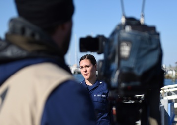 Coast Guard Station Cape Charles crew demonstrates cold water survival in Cape Charles, Va.