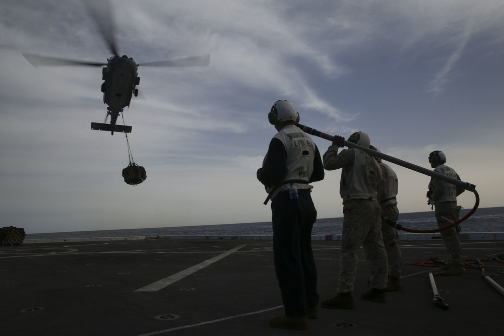 Vertical Replenishment aboard USS Anchorage