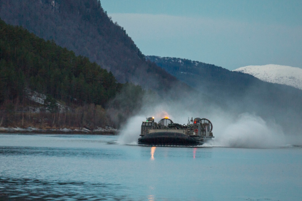 U.S. Marines and Sailors attack the beach during Trident Juncture 2018