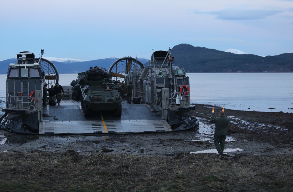 U.S. Marines and Sailors attack the beach during Trident juncture 2018