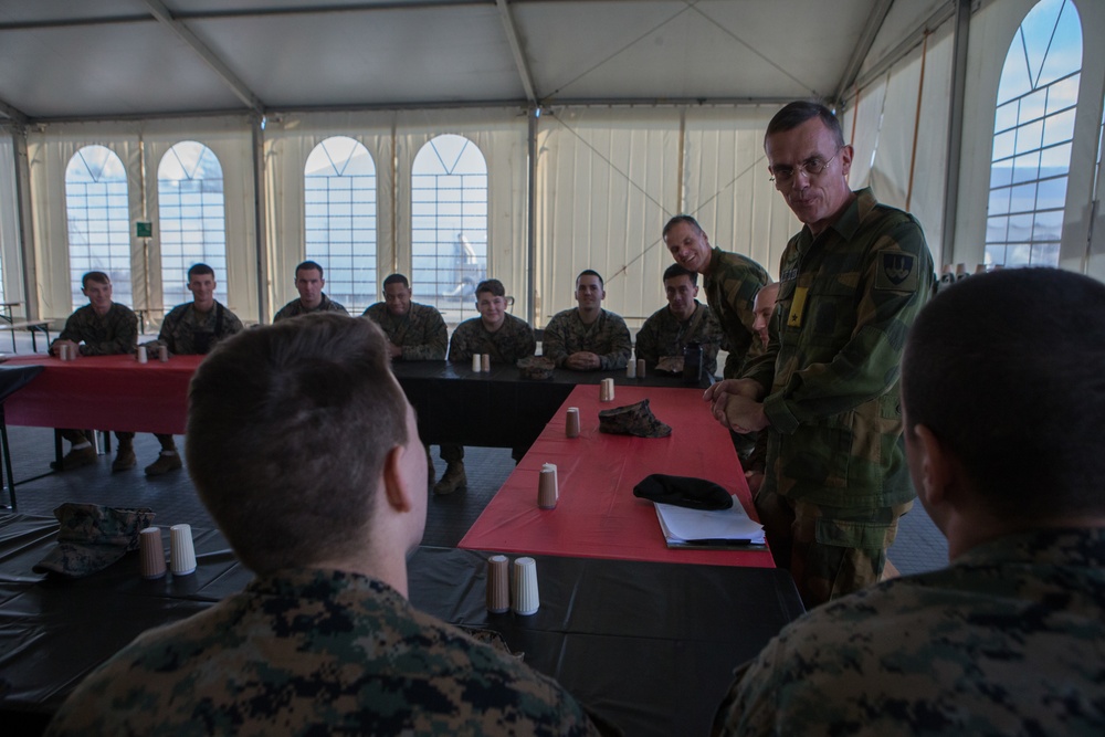 Norwegian Army Brig. Gen. Jon Morten Mangersens tours Camp Frigaard