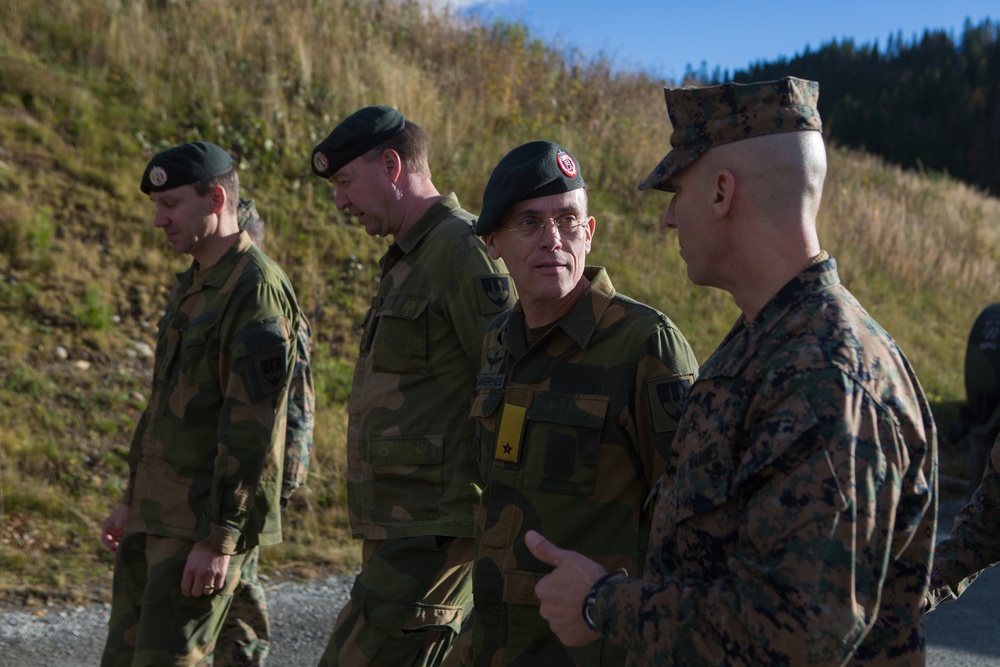 Norwegian Army Brig. Gen. Jon Morten Mangersens tours Camp Frigaard