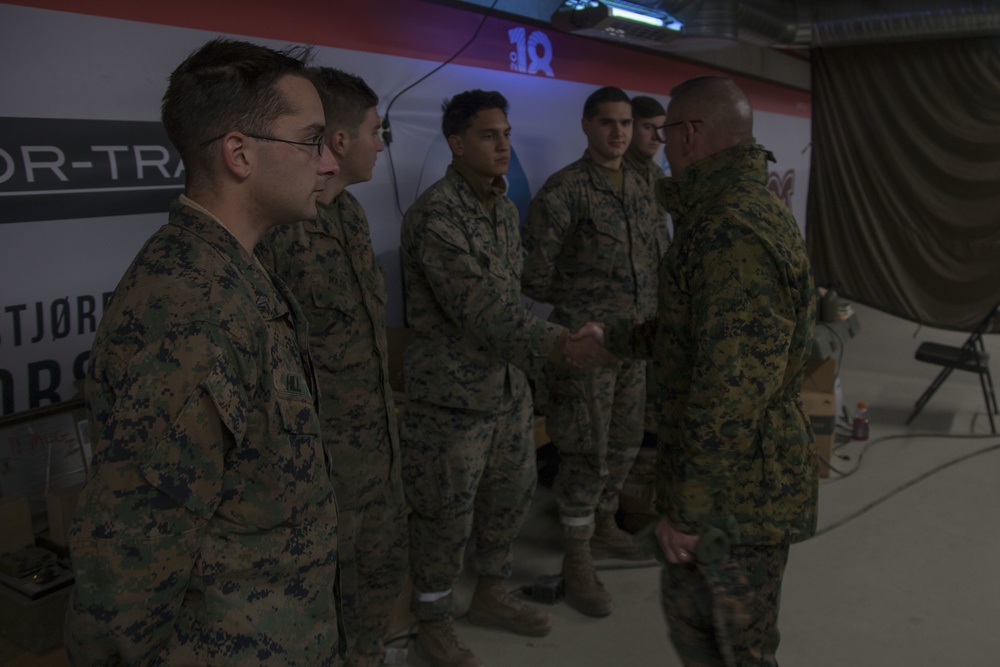 II Marine Expeditionary Force Commanding General visits with Marines of 2nd Marine Logistics Group-Forward in Norway