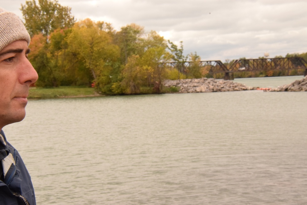 Buffalo District Biologist Andrew Hannes showcases the Unity Island Ecosystem Restoration project