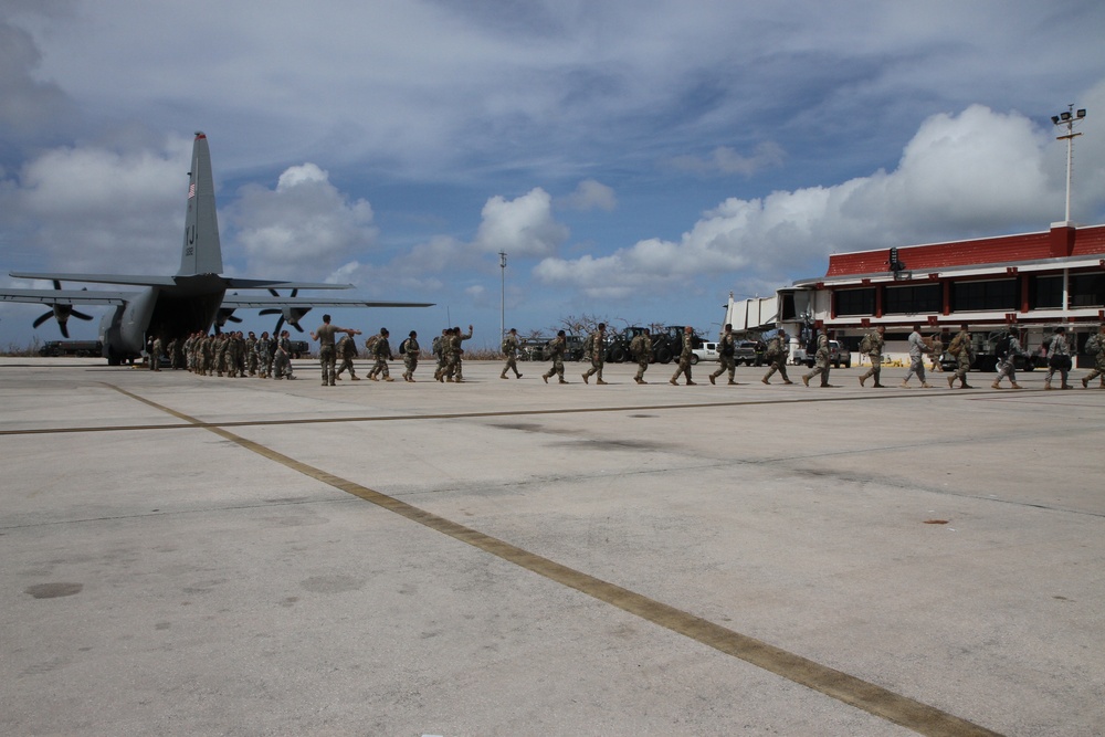 U.S. Army Reserve and Guard Soldiers arrive in Saipan