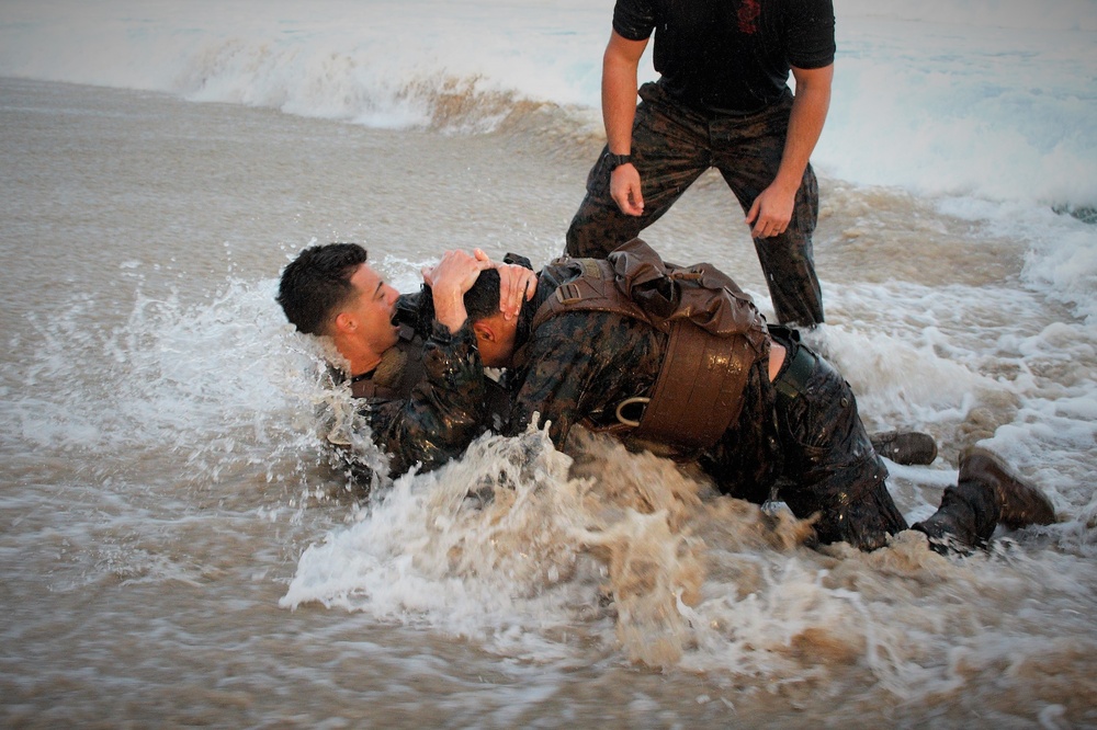 Amphibious warriors conduct shallow-water martial arts training