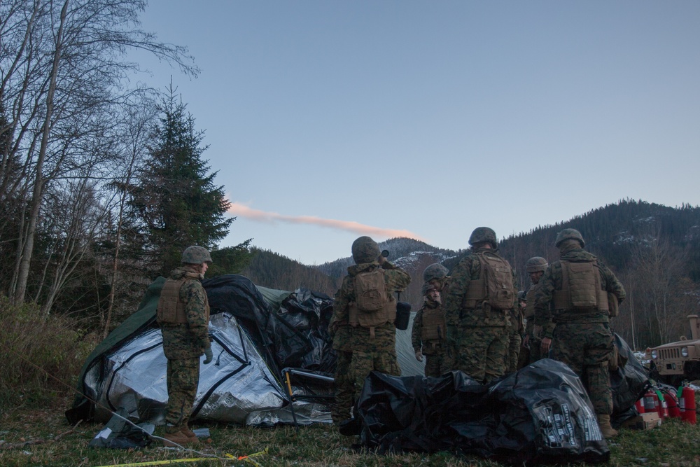 Marines Establish Position for Bridge Crossing in Norway
