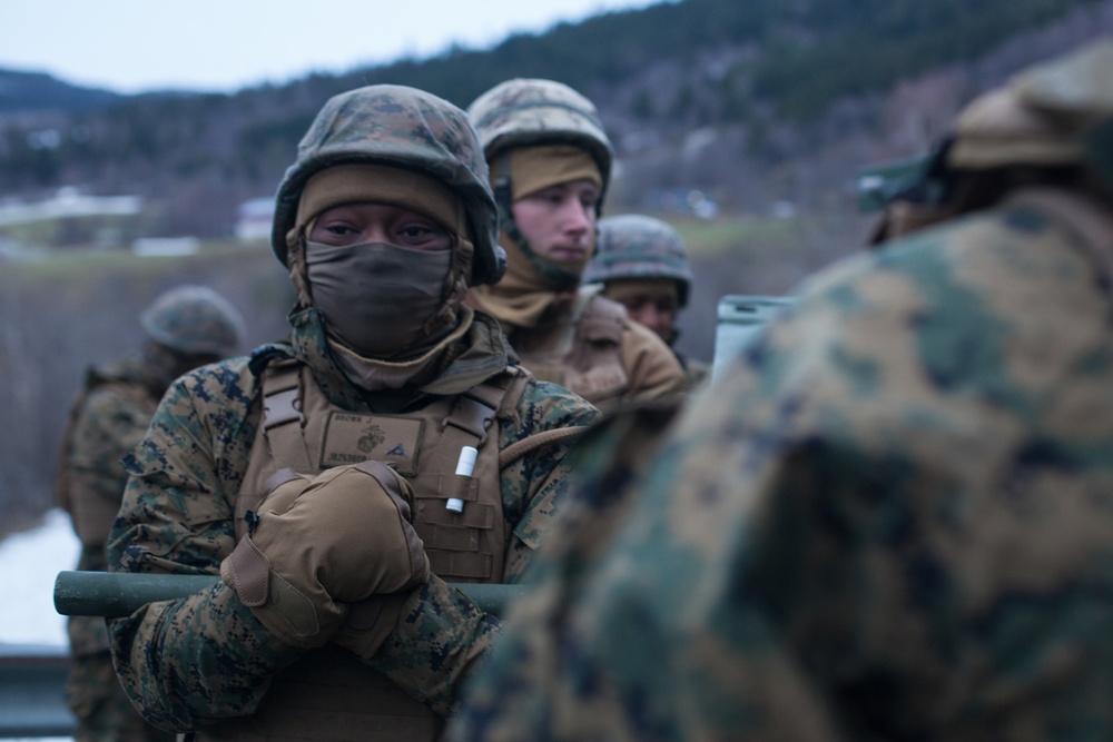 2nd Light Armored Reconnaissance and Norwegian Soldiers Cross Bridge Built by 8th Engineer Support Battalion