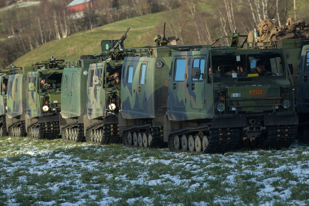 2nd Light Armored Reconnaissance and Norwegian Soldiers Cross Bridge Built by 8th Engineer Support Battalion