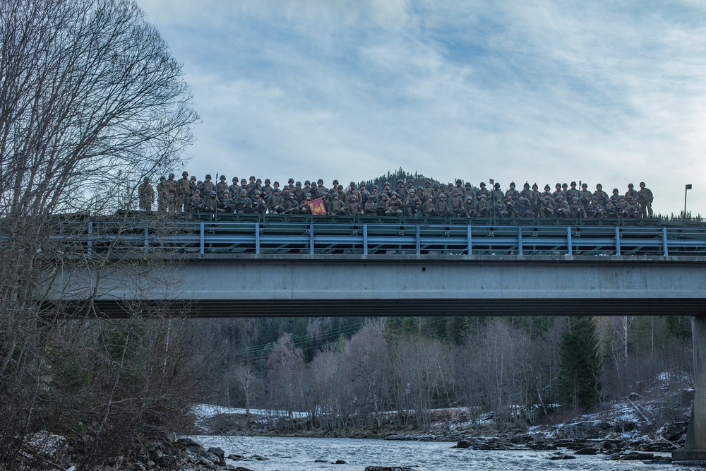 2nd Light Armored Reconnaissance and Norwegian Soldiers Cross Bridge Built by 8th Engineer Support Battalion