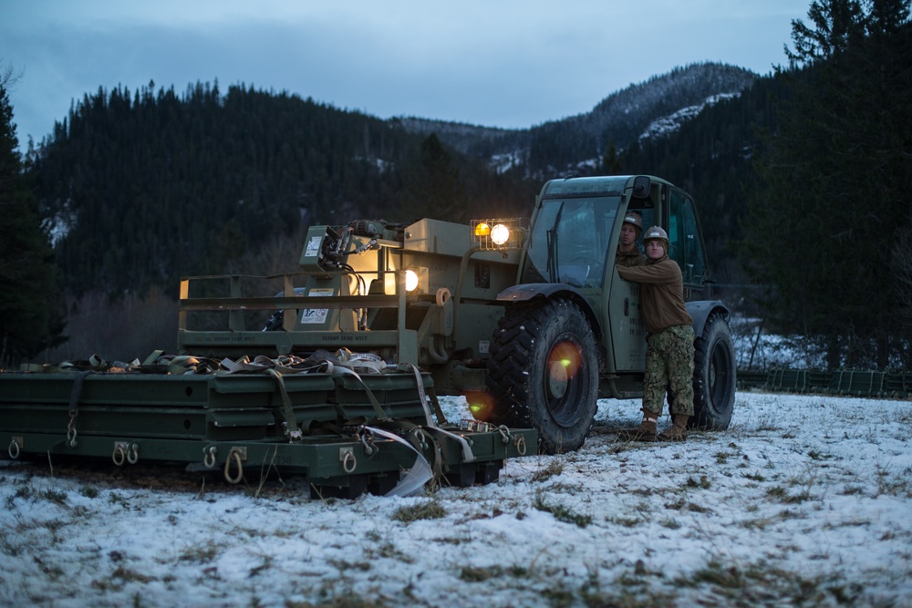 2nd Light Armored Reconnaissance and Norwegian Soldiers Cross Bridge Built by 8th Engineer Support Battalion