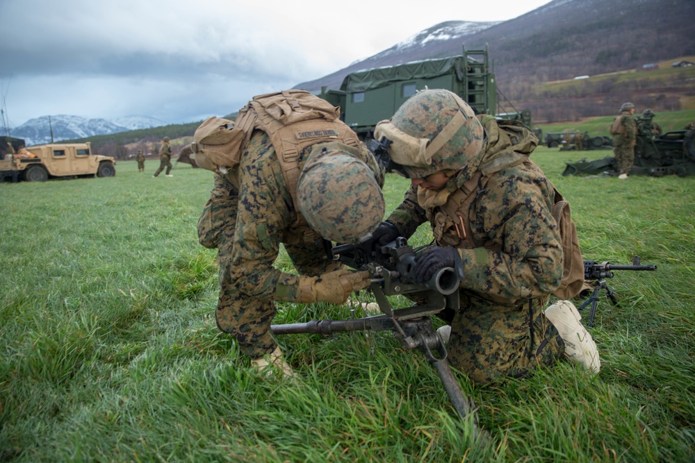 U.S. Marines with 2D Marine Division set up M777A2 Light Towed Howitzer