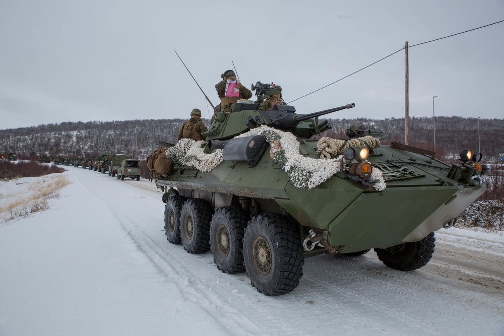 U.S. Marines with 2nd Light Armored Reconnaissance Battalion posts security