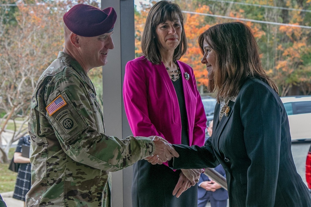 Second Lady of the United States, Karen Pence, visits military spouses and Soldiers at Fort Bragg