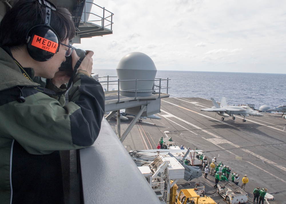 Japanese Media Visit the USS Ronald Reagan for Keen Sword 2019