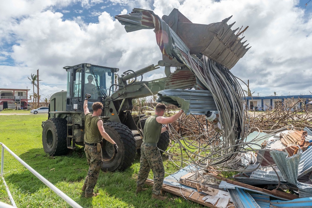 NMCB 1 removes debris from Tinian elementary school, ballpark