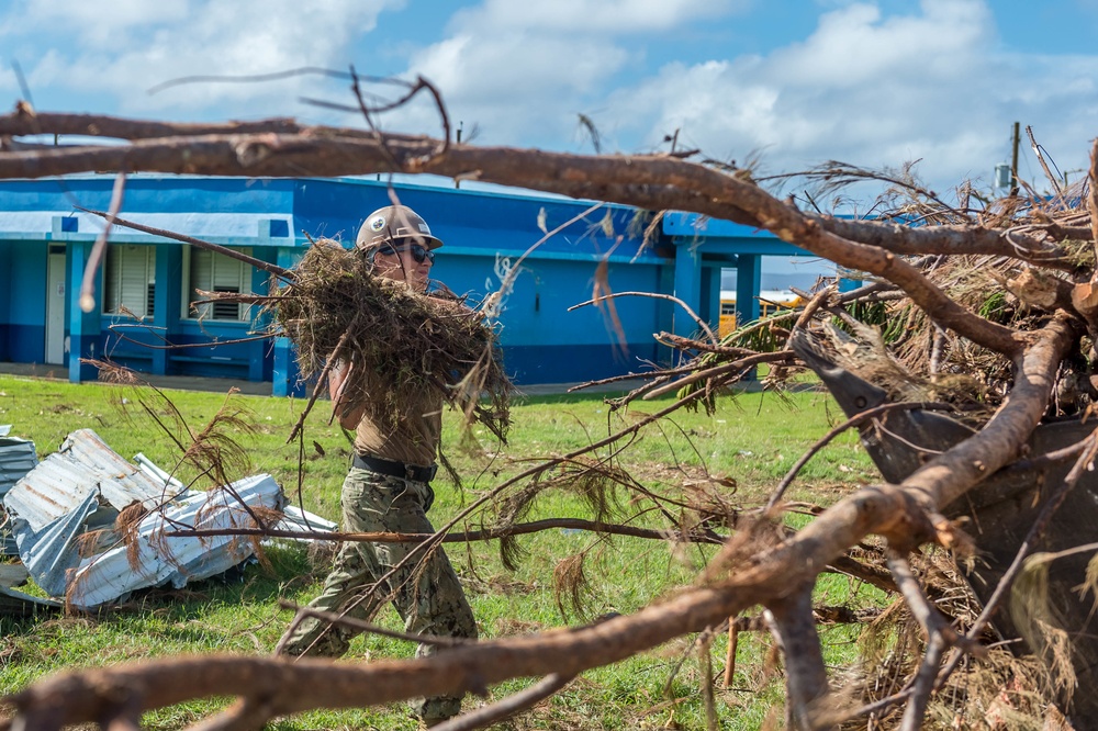 NMCB 1 removes debris from Tinian elementary school, ballpark