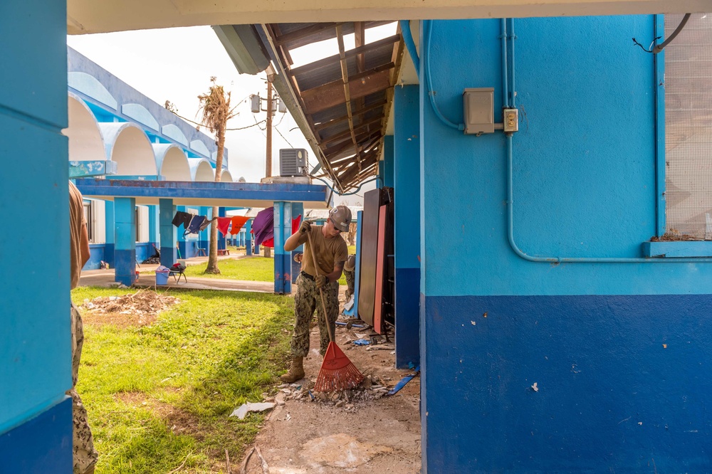 NMCB 1 removes debris from Tinian elementary school, ballpark