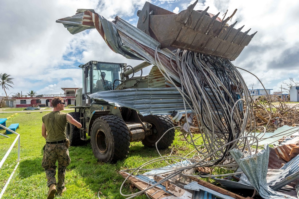 NMCB 1 removes debris from Tinian elementary school, ballpark