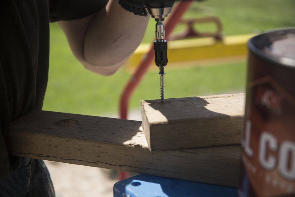 31st MEU Marines help save pre-K playground after Yutu