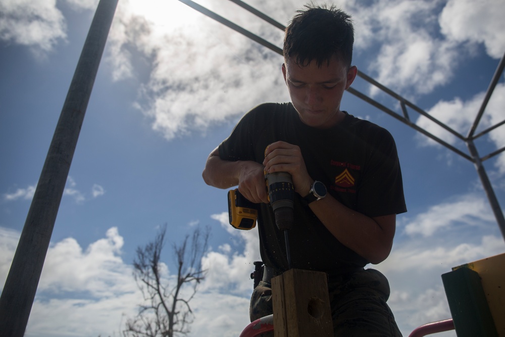 31st MEU Marines help save pre-K playground after Yutu