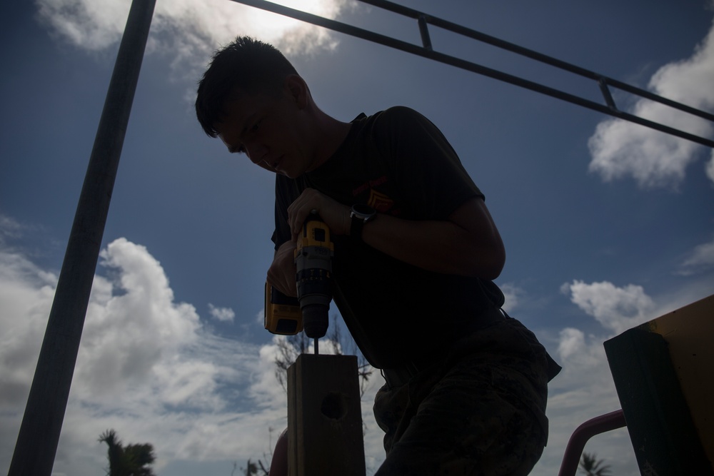 31st MEU Marines help save pre-K playground after Yutu