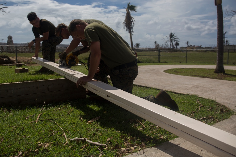 31st MEU Marines help save pre-K playground after Yutu