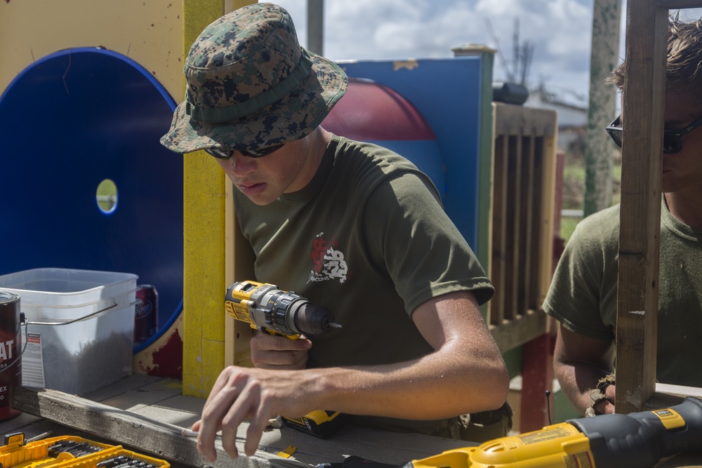 31st MEU Marines help save pre-K playground after Yutu