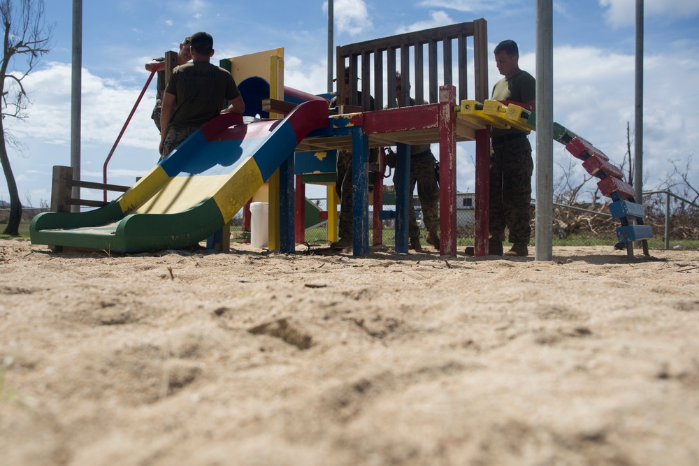 31st MEU Marines help save pre-K playground after Yutu