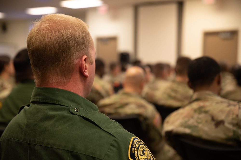 ***NORTHCOM APPROVED***Soldiers and CBP Officers and Agents attend Joint Reception, Staging, Onward Movement, and Integration (JRSOI) Briefing