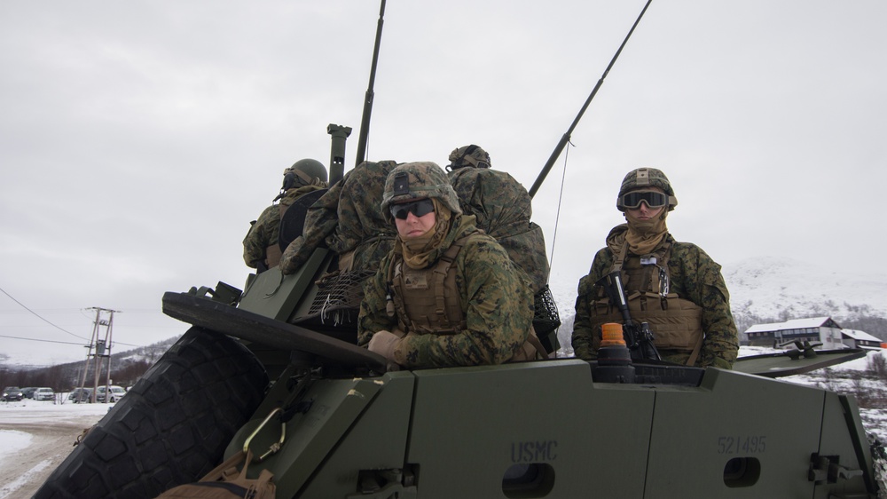 LAV's move toward Hjerkinn during Trident Juncture 18