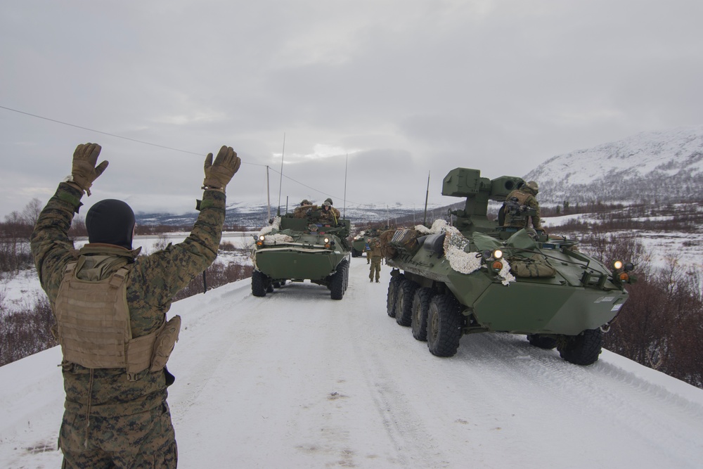 LAV's move toward Hjerkinn during Trident Juncture 18